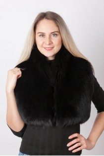 Black fox fur collar - neck warmer